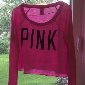 PINK Victoria Secret Long Sleeve Cropped Shirt